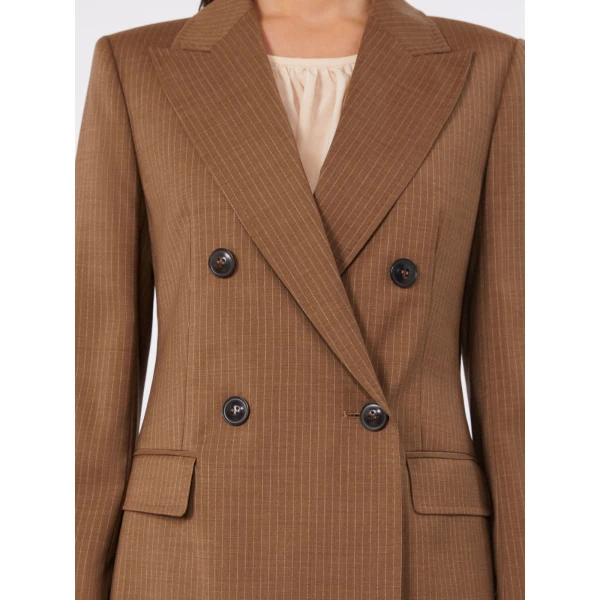 Max Mara Umico Double-Breasted Wool Blazer in Camel | Blazers | Coveti