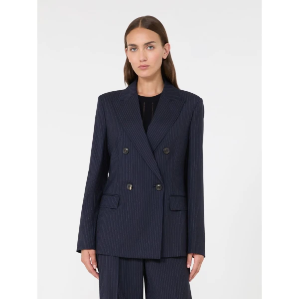 Max Mara Umico Double-Breasted Wool Blazer in Navy | Blazers | Coveti