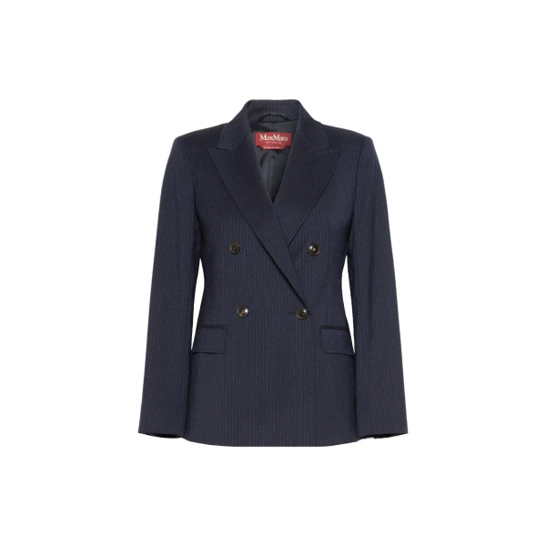 Max Mara Umico Double-Breasted Wool Blazer in Navy | Blazers | Coveti