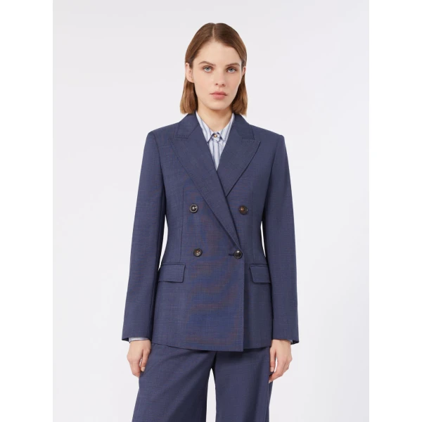 Max Mara Umico Double-Breasted Wool Blazer in Ultramarine | Blazers | Coveti