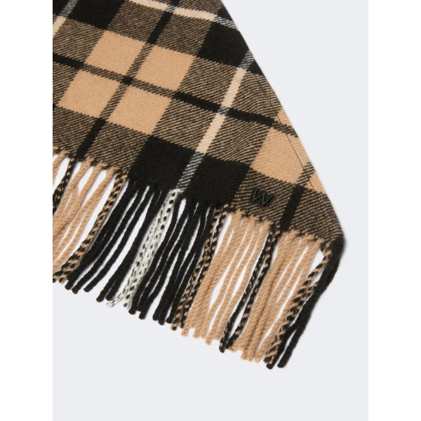 Max Mara Umido Tartan Cashmere Stole in Coffee | Scarves | Coveti