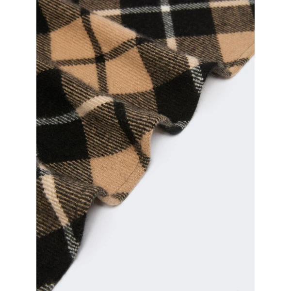 Max Mara Umido Tartan Cashmere Stole in Coffee | Scarves | Coveti