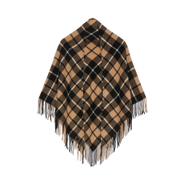 Max Mara Umido Tartan Cashmere Stole in Coffee | Scarves | Coveti