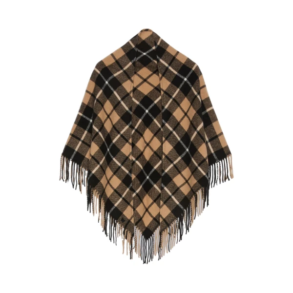 Max Mara Umido Tartan Cashmere Stole in Coffee | Scarves | Coveti