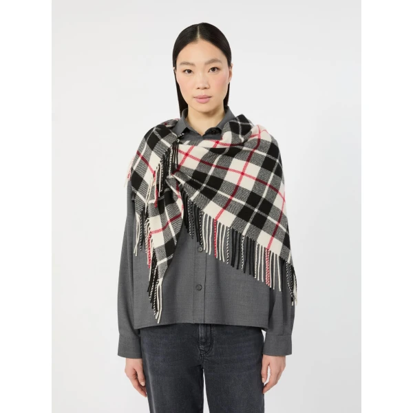 Max Mara Umido Tartan Cashmere Stole in Ivory | Scarves | Coveti