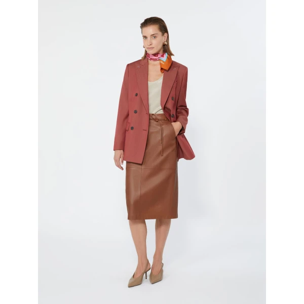 Max Mara Unione Double-Breasted Wool Gabardine Blazer in Red | Blazers | Coveti