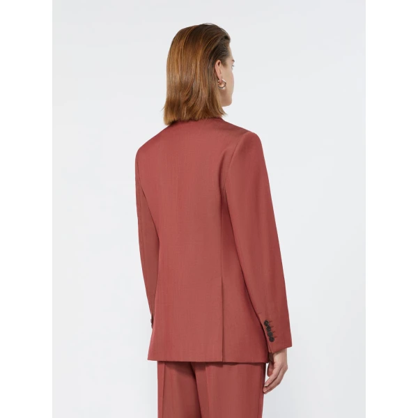 Max Mara Unione Double-Breasted Wool Gabardine Blazer in Red | Blazers | Coveti