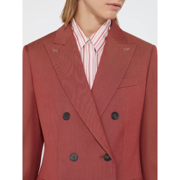 Max Mara Unione Double-Breasted Wool Gabardine Blazer in Red | Blazers | Coveti