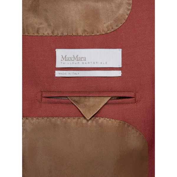 Max Mara Unione Double-Breasted Wool Gabardine Blazer in Red | Blazers | Coveti