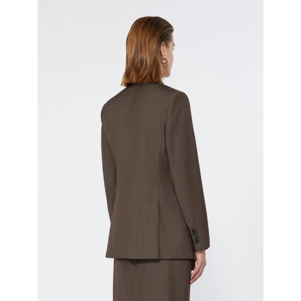 Max Mara Unione Double-Breasted Wool Gabardine Blazer in Tobacco | Blazers | Coveti