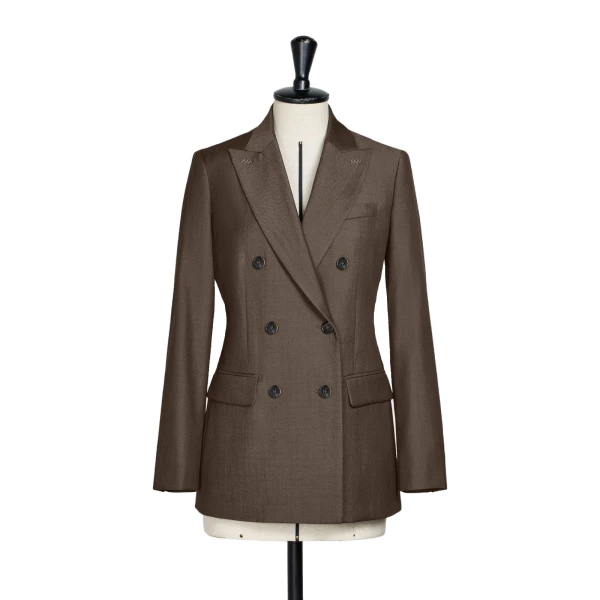 Unione Double-Breasted Wool Gabardine Blazer in Tobacco