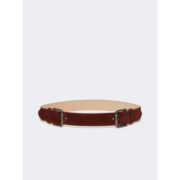 Max Mara Unno Studded Leather Belt in Amber Brown | Belts | Coveti