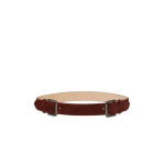 Max Mara Unno Studded Leather Belt in Amber Brown | Belts | Coveti