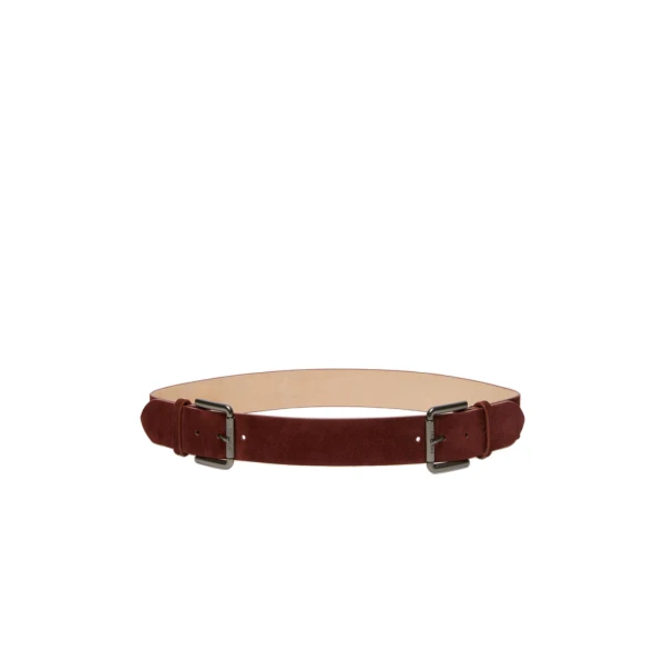 Unno Studded Leather Belt in Amber Brown