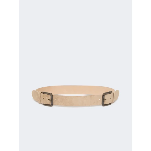 Max Mara Unno Studded Leather Belt in Beige | Belts | Coveti