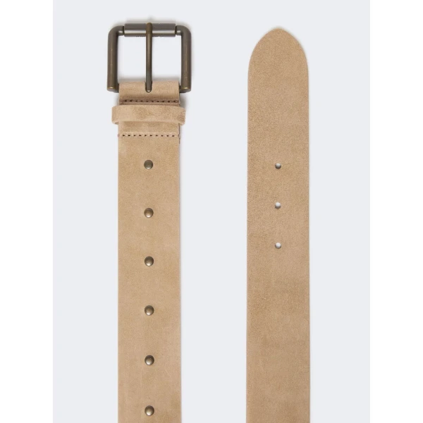 Max Mara Unno Studded Leather Belt in Beige | Belts | Coveti