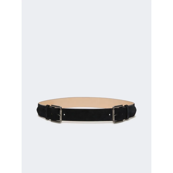 Max Mara Unno Studded Leather Belt in Dark Grey | Belts | Coveti