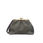 Max Mara Utile XXL Textured Suede Pasticcino Bag in Dark Grey | Clutch Bags | Coveti