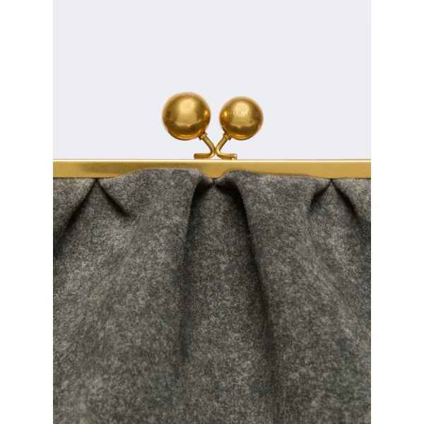 Max Mara Utile XXL Textured Suede Pasticcino Bag in Dark Grey | Clutch Bags | Coveti