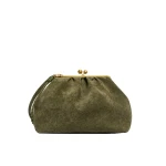 Max Mara Utile XXL Textured Suede Pasticcino Bag in Olive Green | Clutch Bags | Coveti