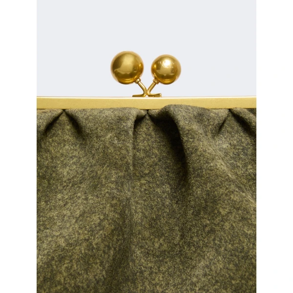 Max Mara Utile XXL Textured Suede Pasticcino Bag in Olive Green | Clutch Bags | Coveti