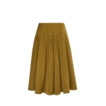 Max Mara Valle Cotton-Blend Satin Flared Skirt in Mustard | Midi Skirts | Coveti