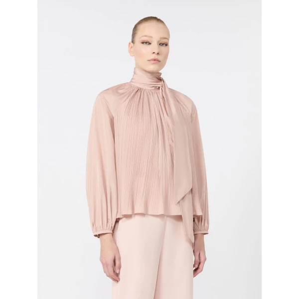Max Mara Valle Silk Taffeta Blouse in Powder Pink | Blouse | Coveti