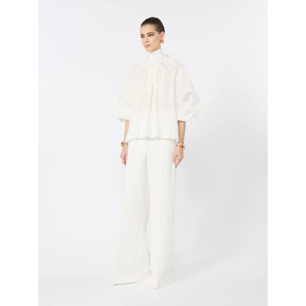 Max Mara Valle Silk Taffeta Blouse in White | Blouse | Coveti