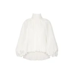Max Mara Valle Silk Taffeta Blouse in White | Blouse | Coveti