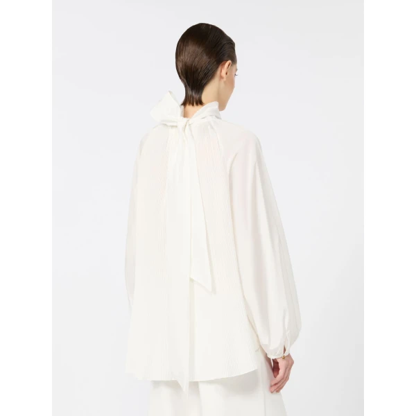 Max Mara Valle Silk Taffeta Blouse in White | Blouse | Coveti