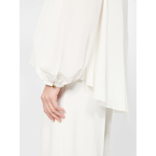 Max Mara Valle Silk Taffeta Blouse in White | Blouse | Coveti