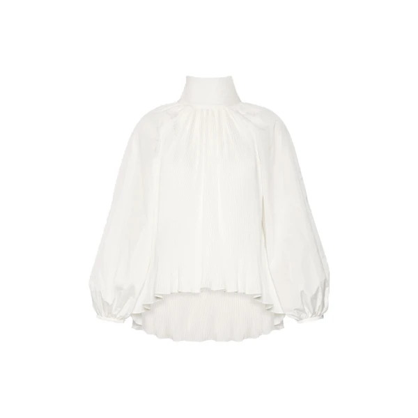 Valle Silk Taffeta Blouse in White