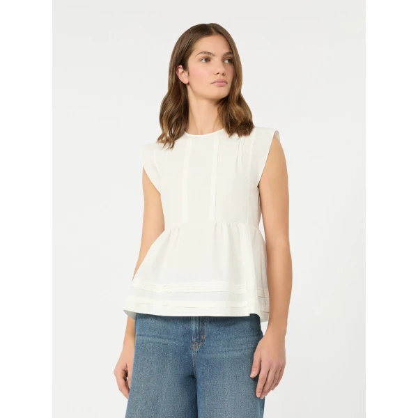 Max Mara Vallo Sleeveless Cotton Poplin Blouse in White | Blouse | Coveti