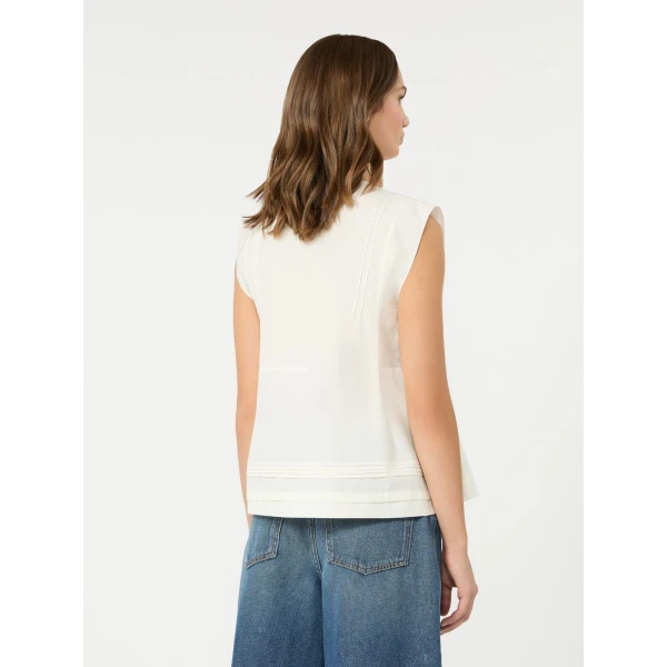 Max Mara Vallo Sleeveless Cotton Poplin Blouse in White | Blouse | Coveti
