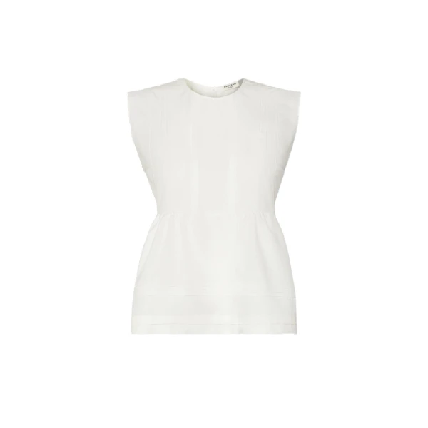 Vallo Sleeveless Cotton Poplin Blouse in White