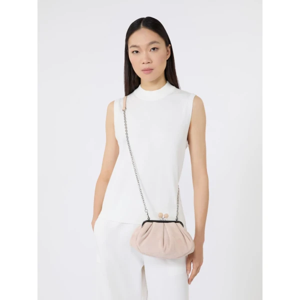 Max Mara Valois Small Suede Pasticcino Bag in Beige | Clutch Bags | Coveti