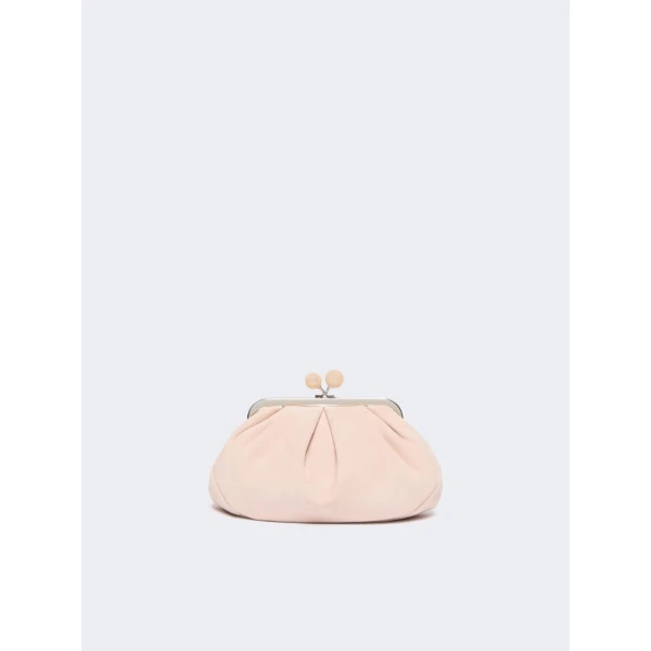 Max Mara Valois Small Suede Pasticcino Bag in Beige | Clutch Bags | Coveti