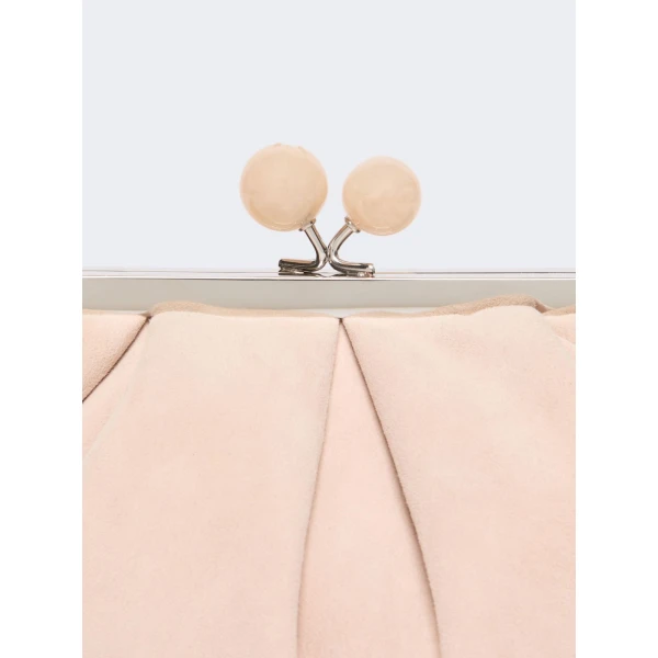 Max Mara Valois Small Suede Pasticcino Bag in Beige | Clutch Bags | Coveti