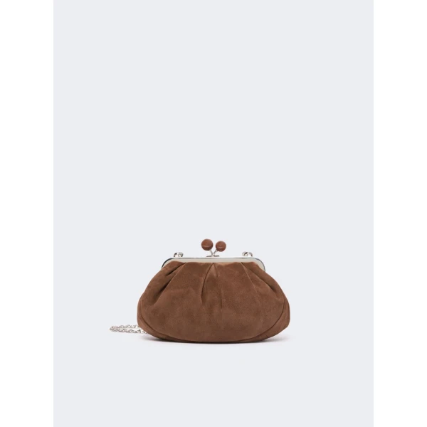 Max Mara Valois Small Suede Pasticcino Bag in Chocolate | Clutch Bags | Coveti