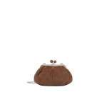 Max Mara Valois Small Suede Pasticcino Bag in Chocolate | Clutch Bags | Coveti