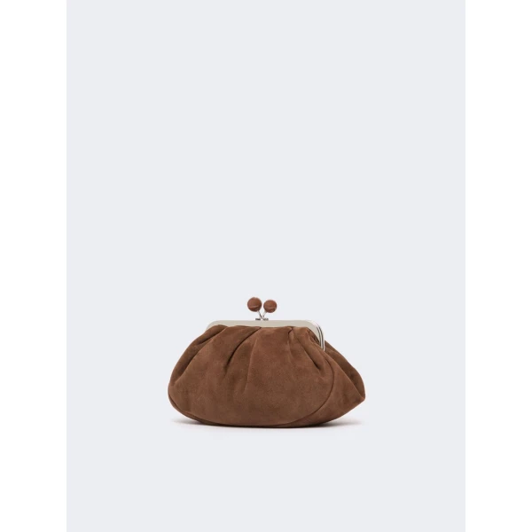 Max Mara Valois Small Suede Pasticcino Bag in Chocolate | Clutch Bags | Coveti