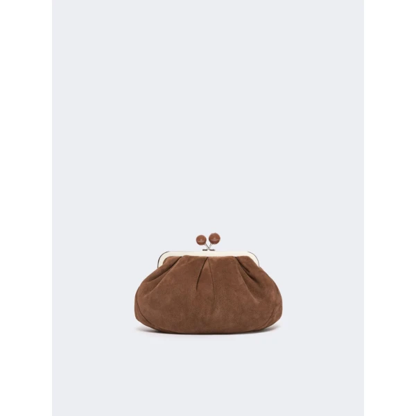 Max Mara Valois Small Suede Pasticcino Bag in Chocolate | Clutch Bags | Coveti