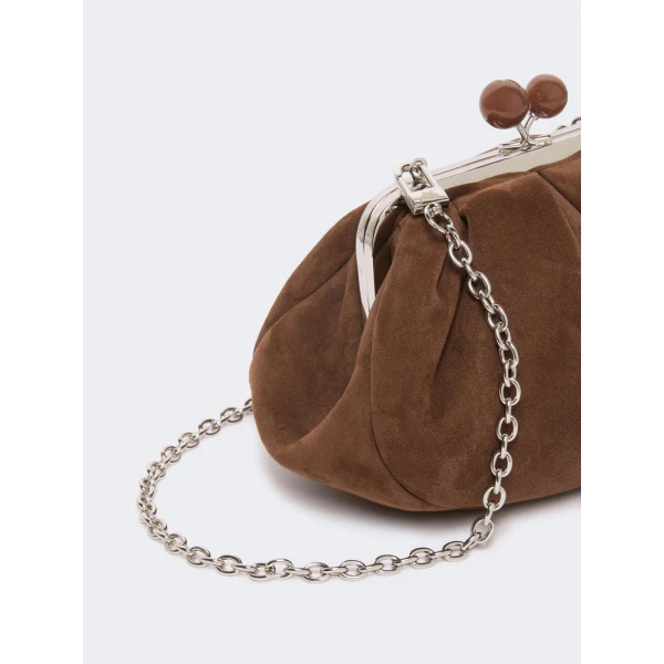 Max Mara Valois Small Suede Pasticcino Bag in Chocolate | Clutch Bags | Coveti