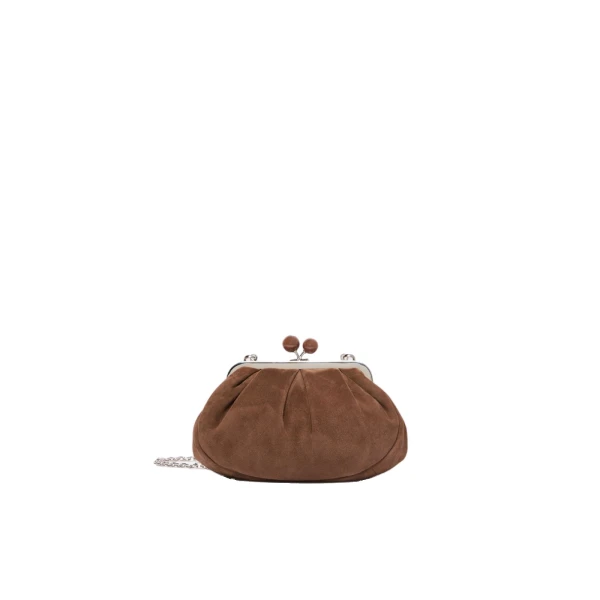 Max Mara Valois Small Suede Pasticcino Bag in Chocolate | Clutch Bags | Coveti
