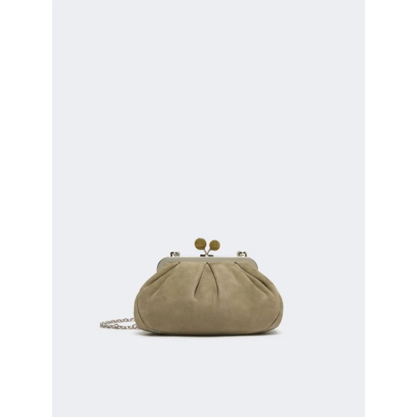 Max Mara Valois Small Suede Pasticcino Bag in Sage Green | Clutch Bags | Coveti