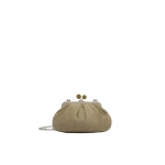Max Mara Valois Small Suede Pasticcino Bag in Sage Green | Clutch Bags | Coveti