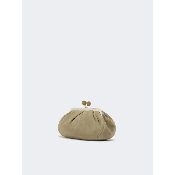 Max Mara Valois Small Suede Pasticcino Bag in Sage Green | Clutch Bags | Coveti