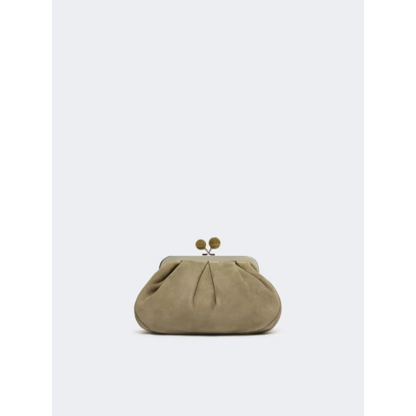 Max Mara Valois Small Suede Pasticcino Bag in Sage Green | Clutch Bags | Coveti