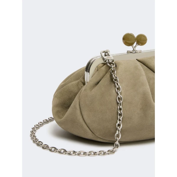 Max Mara Valois Small Suede Pasticcino Bag in Sage Green | Clutch Bags | Coveti