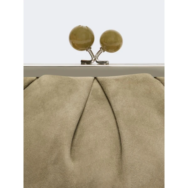 Max Mara Valois Small Suede Pasticcino Bag in Sage Green | Clutch Bags | Coveti